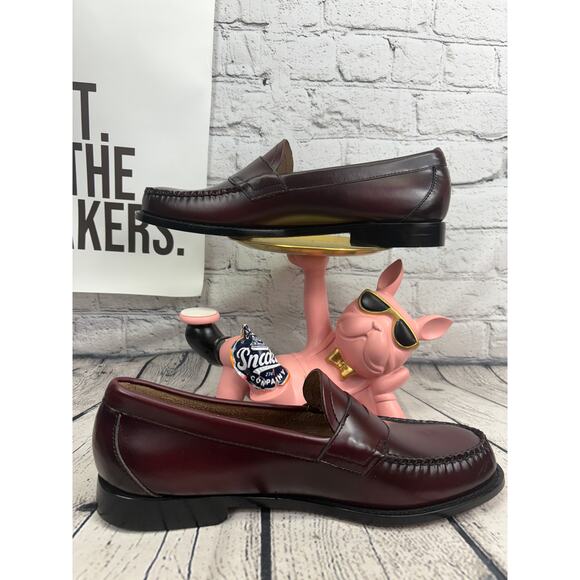 GH Bass Weejuns Penny Loafers Mens 11 Leavitt Flat Strap Burgundy Leather NEW - Picture 6 of 9
